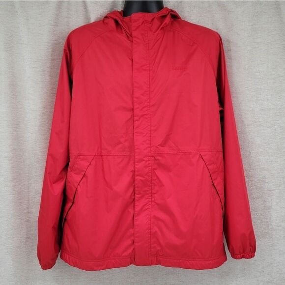 L.L. Bean Men's Red Windbreaker Jacket Full Zip Hoodes Size Large - Picture 1 of 14